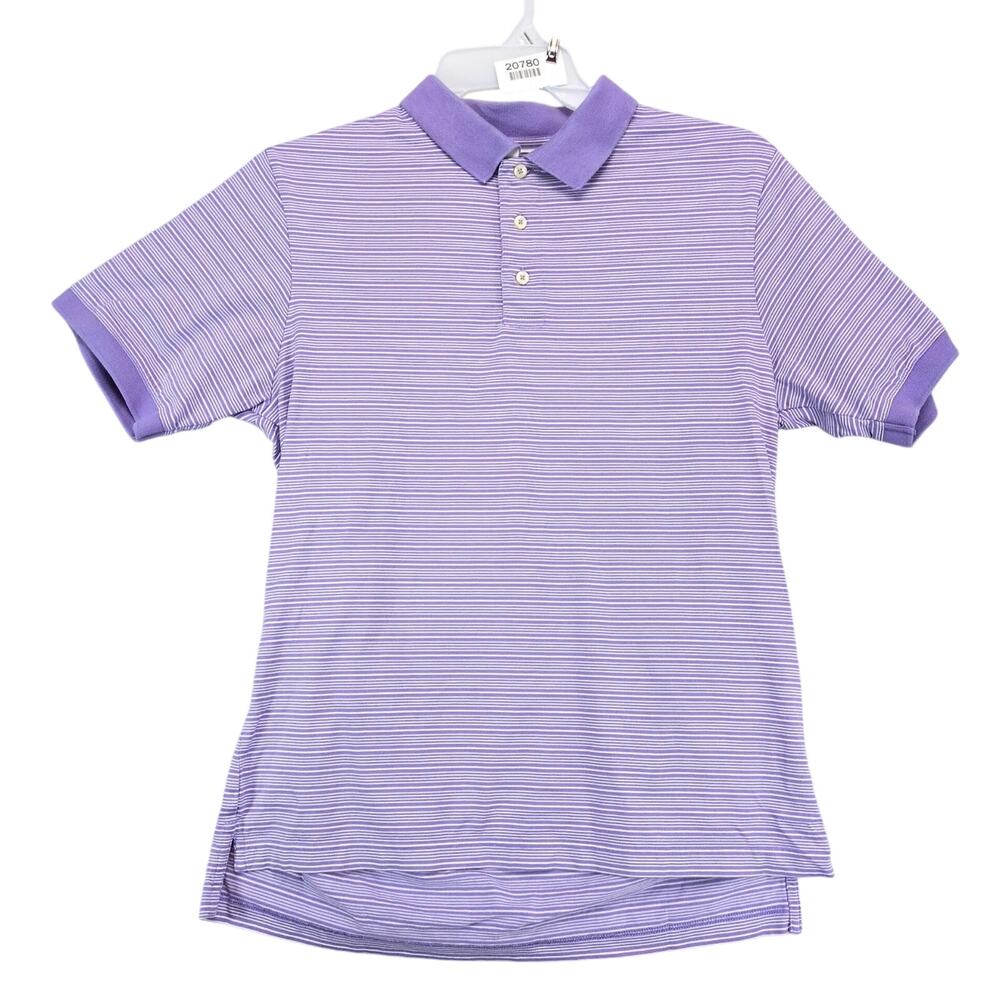 Black Saks Fifth Avenue Purple Striped Polo Shirt Men's M Short Slv Golf Preppy